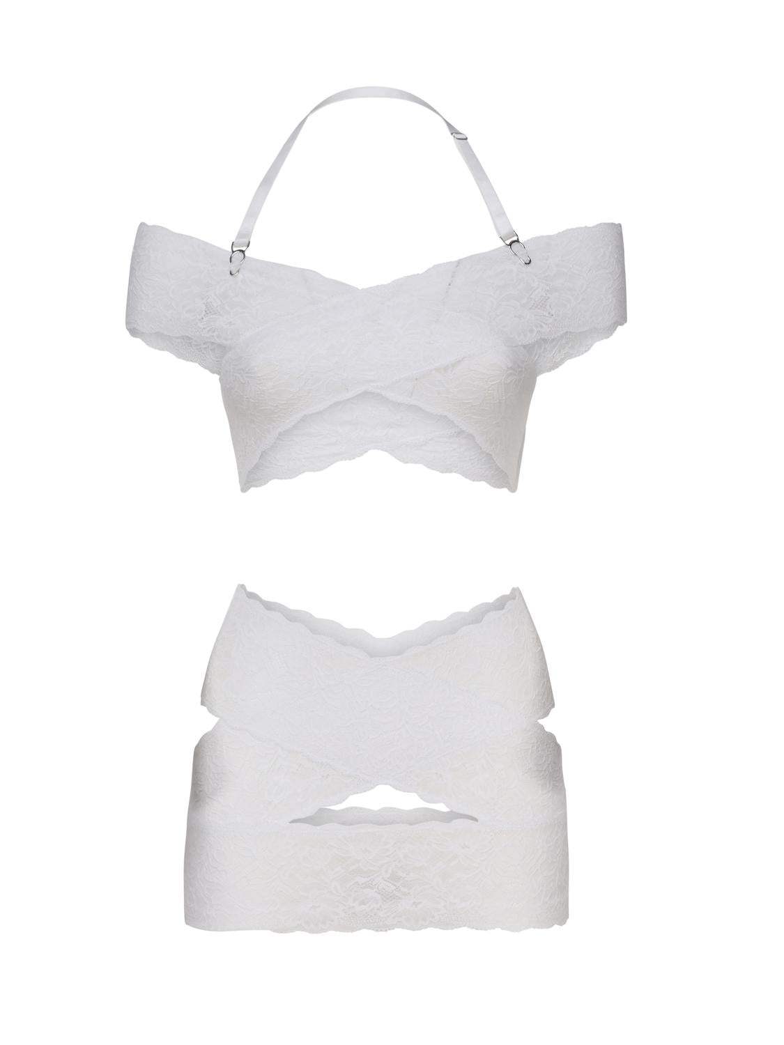 Candice dress SS24RTWDR087 GLOSSY SPANDEX/LACEVIRGIN WHITE POSTER GIRL 