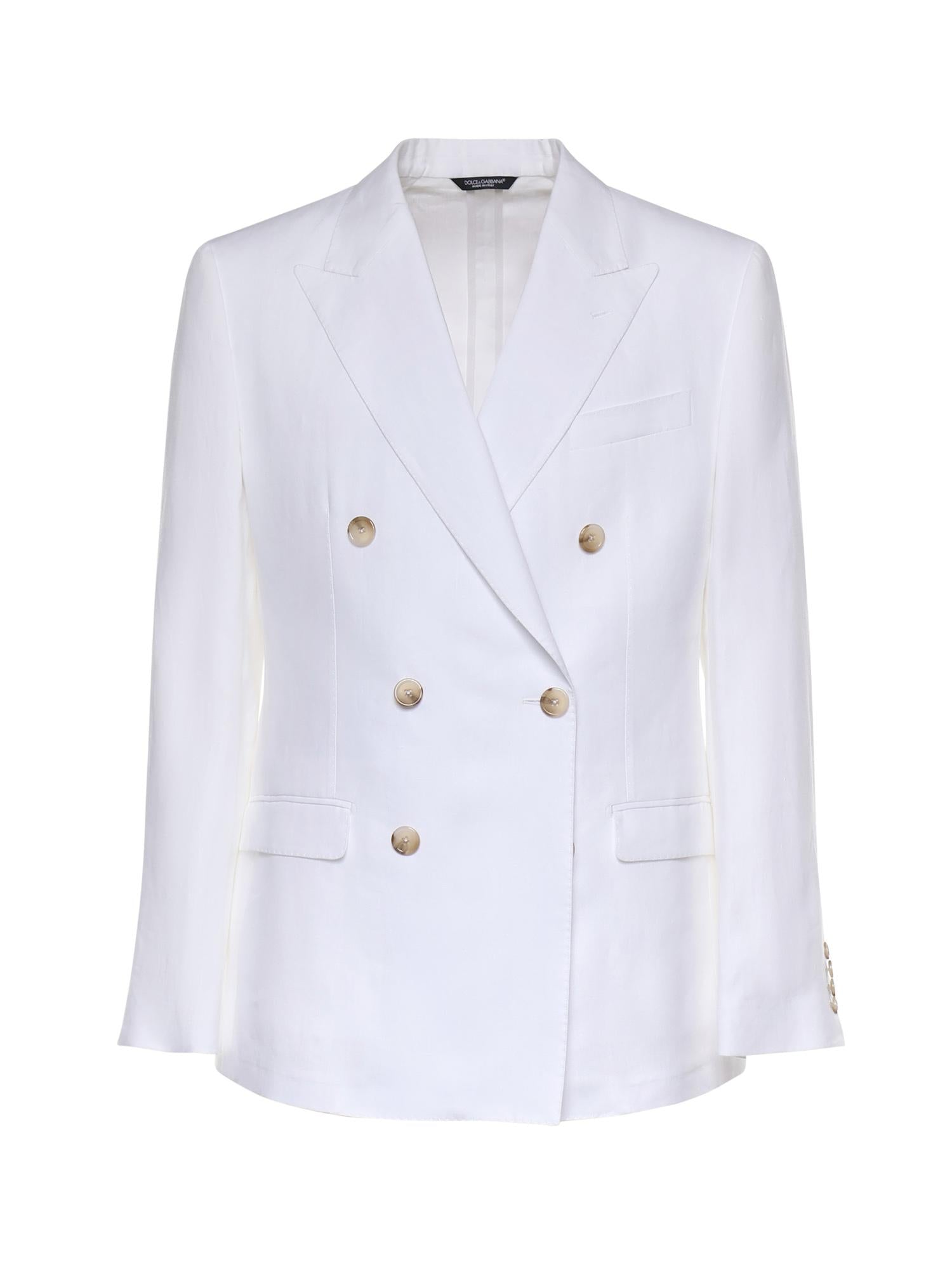 Giacca doppiopetto in lino G2NW1T GK326W0800 DOLCE & GABBANA 