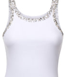 Top a costine con ricami gioiello 104109 A2TMZ04 PINKO 