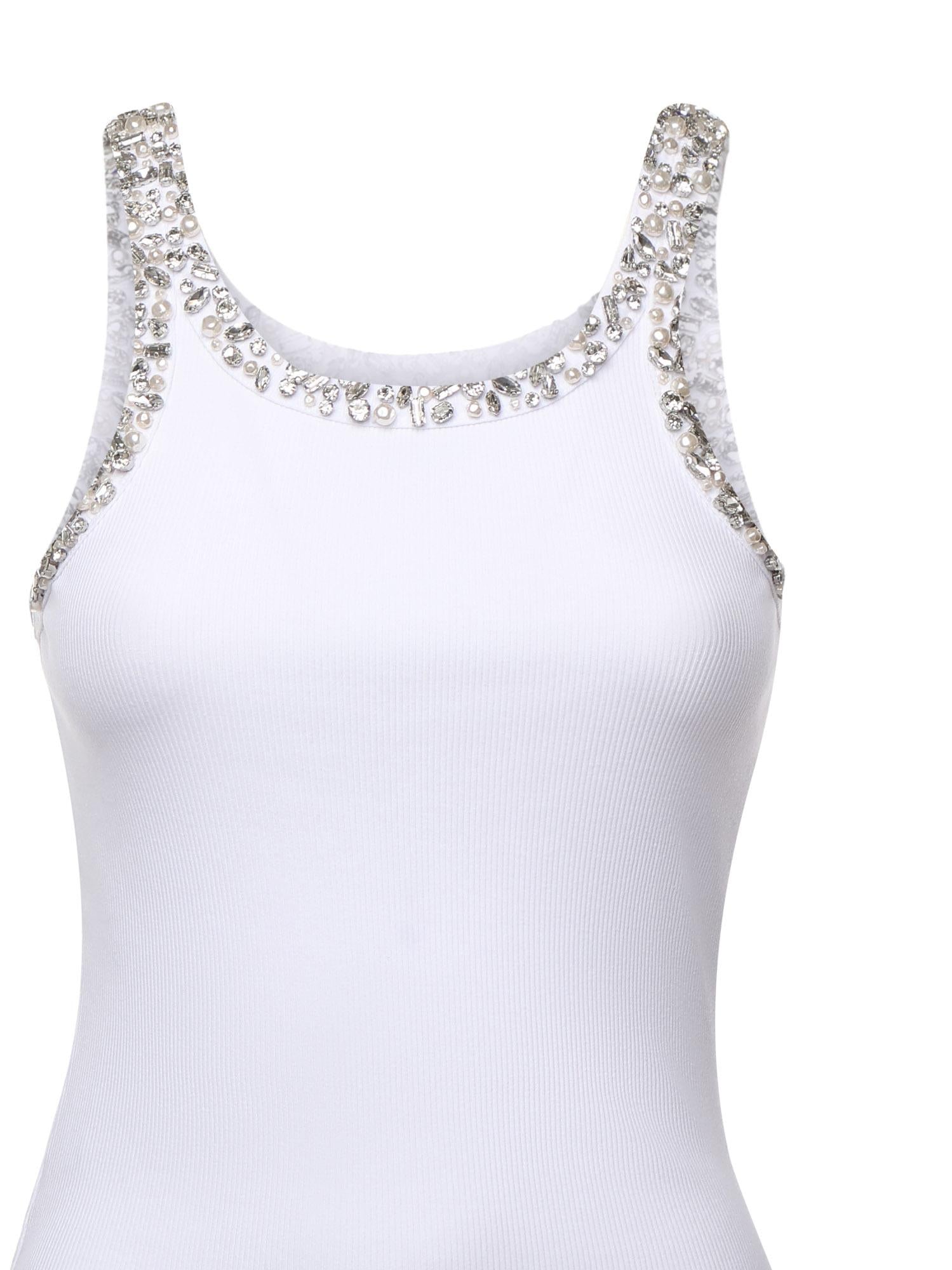 Top a costine con ricami gioiello 104109 A2TMZ04 PINKO 