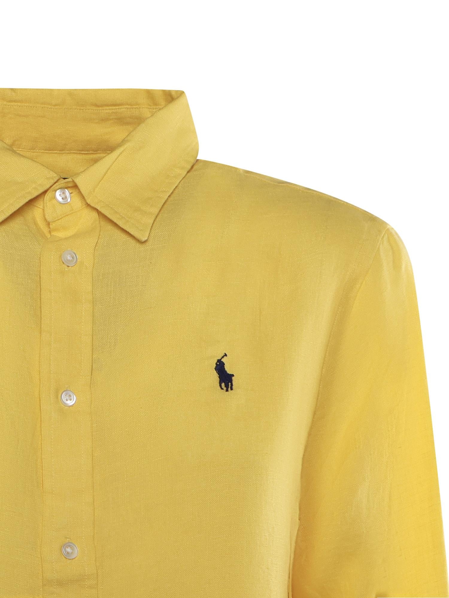 Camicia in lino con logo 211970730 502 POLO RALPH LAUREN 