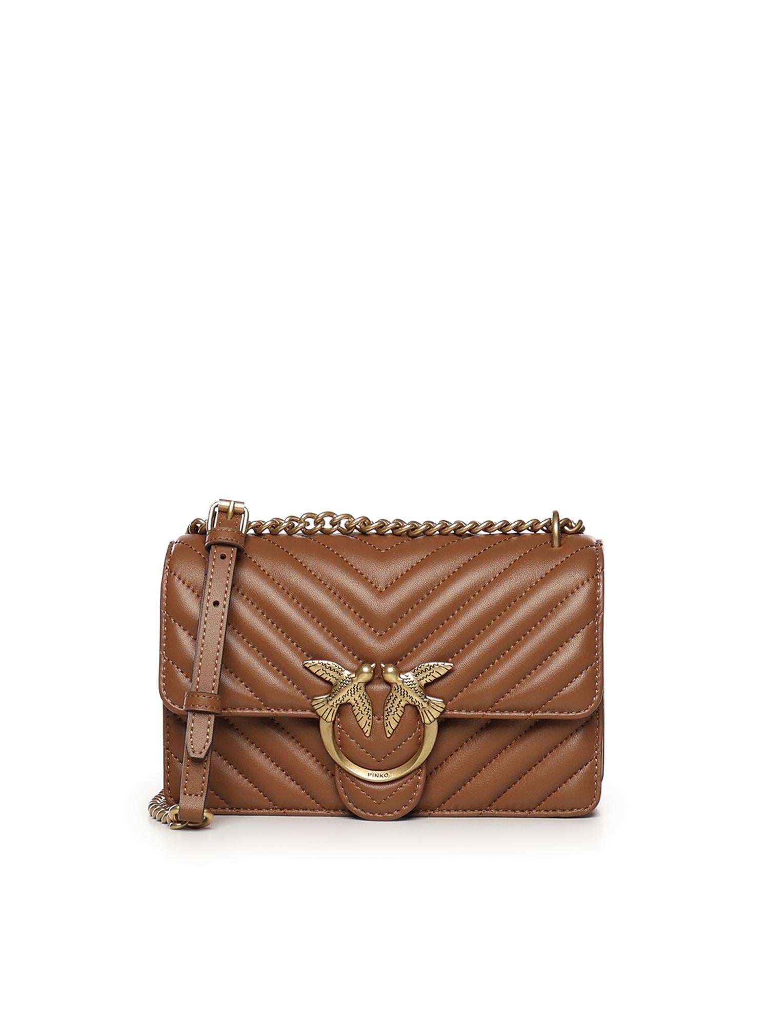 Borsa piccola a tracolla Love Bag One Chevron in pelle 100074 A0GKL17Q PINKO 