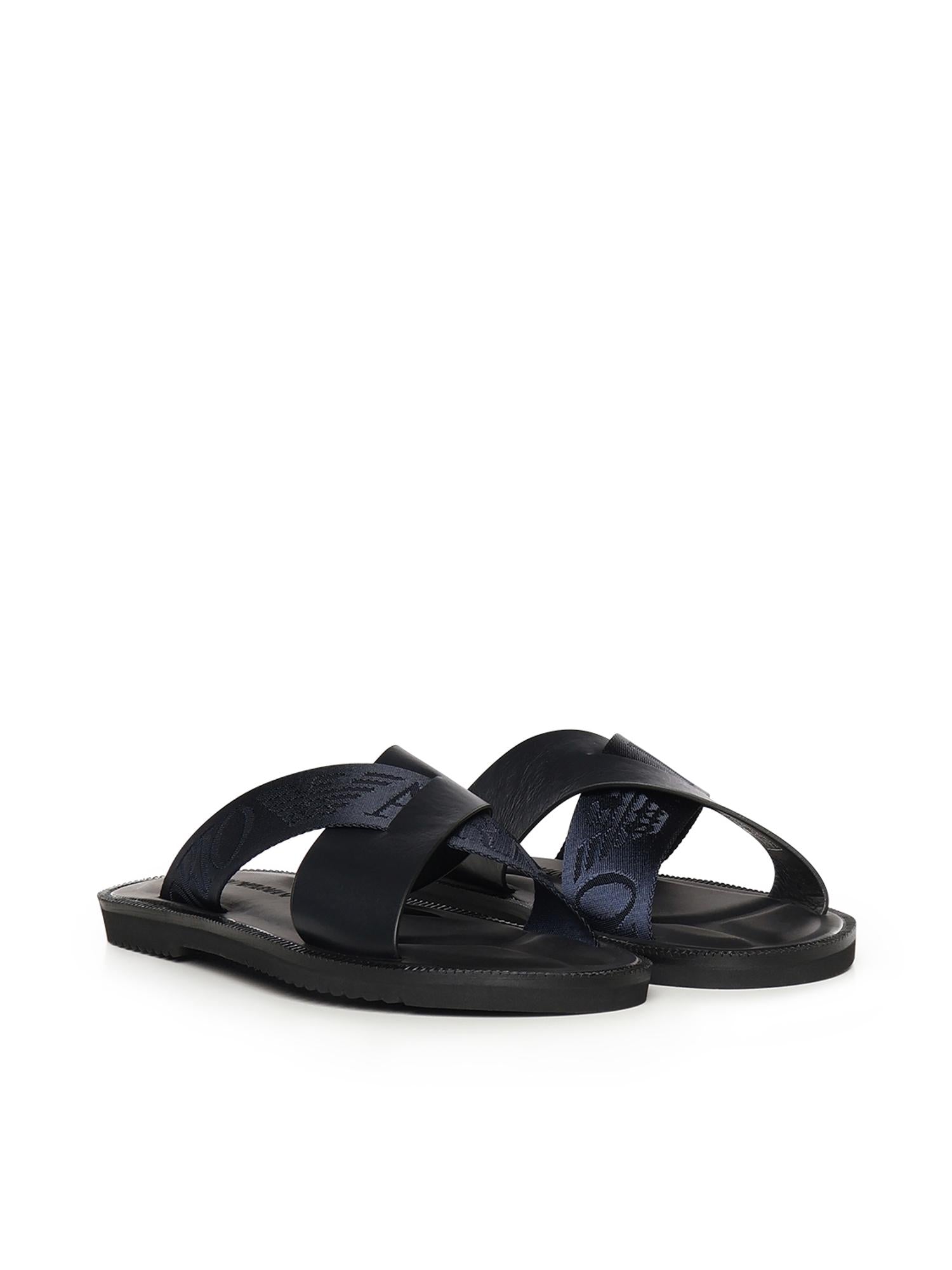 Sandali crossed in pelle e nastro con logo X4P124 XN787MB007 EMPORIO ARMANI 
