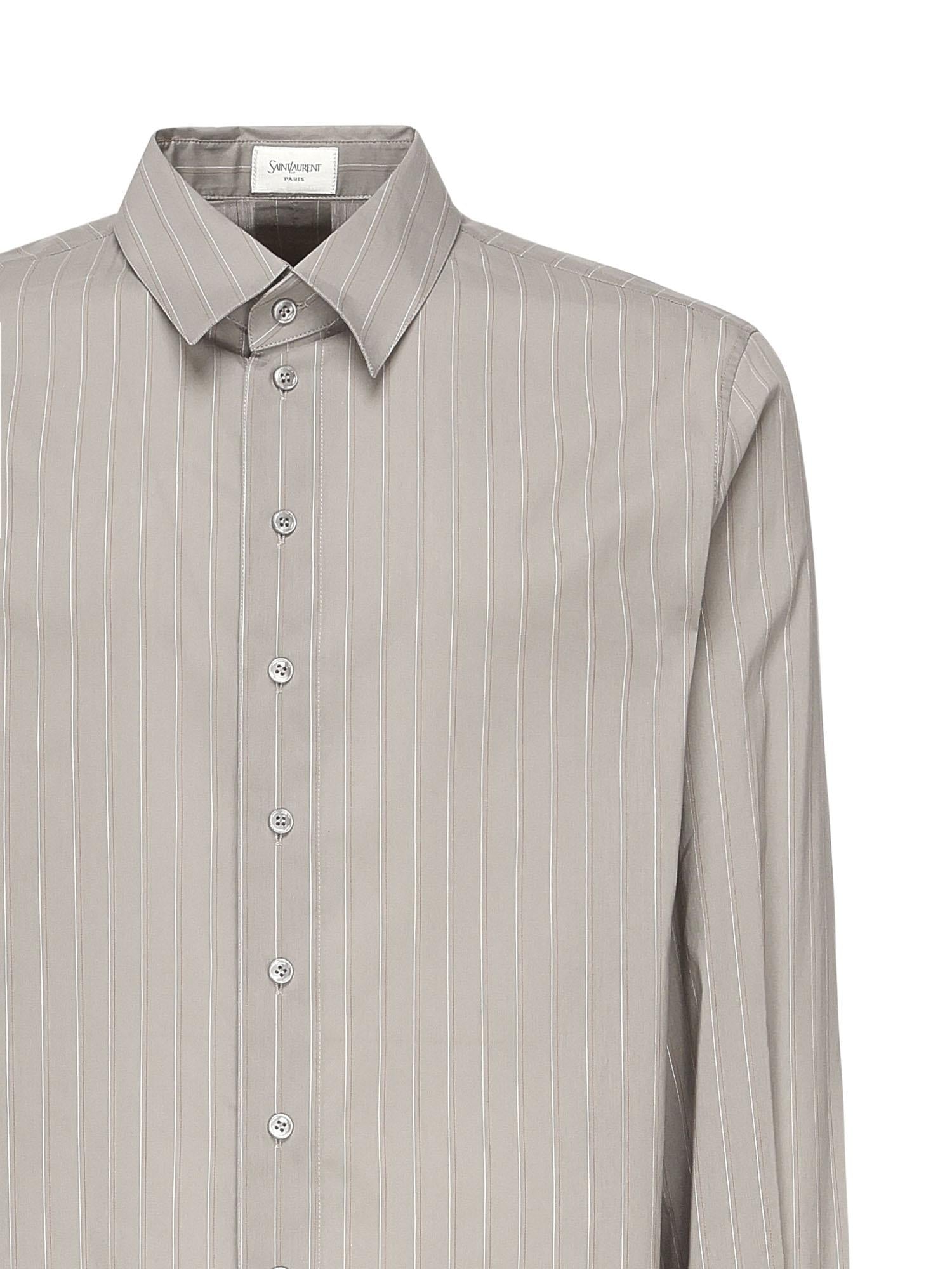 Camicia in cotone a righe e voile di seta 813932 Y2L951583 SAINT LAURENT 