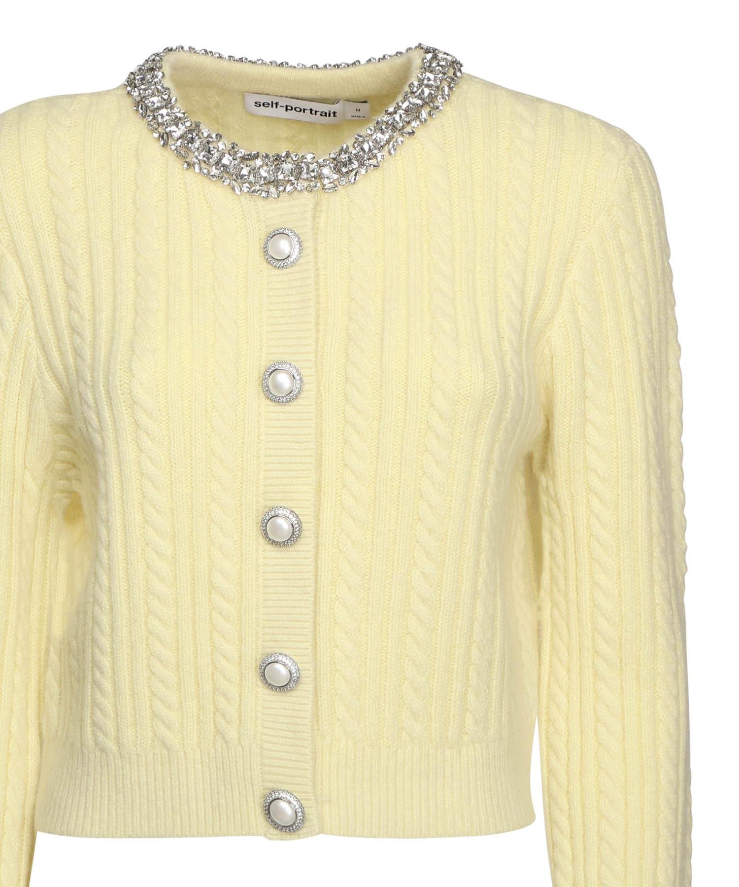 Cardigan in alapaca con perle e strass AW25121CA Y SELF-PORTRAIT 