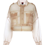 Caban cropped in organza di pura seta 106603 A2DJQ35 PINKO 