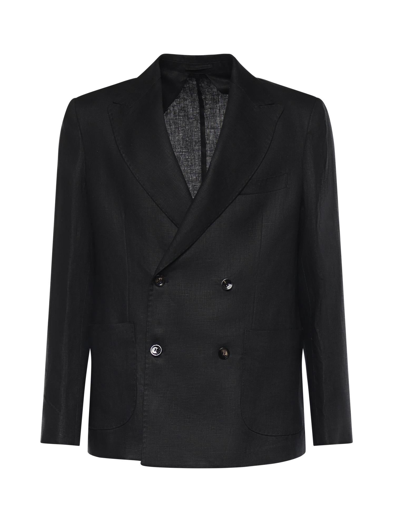 Blazer doppiopetto in lino MCAUS3259S26 019 MICHAEL COAL 