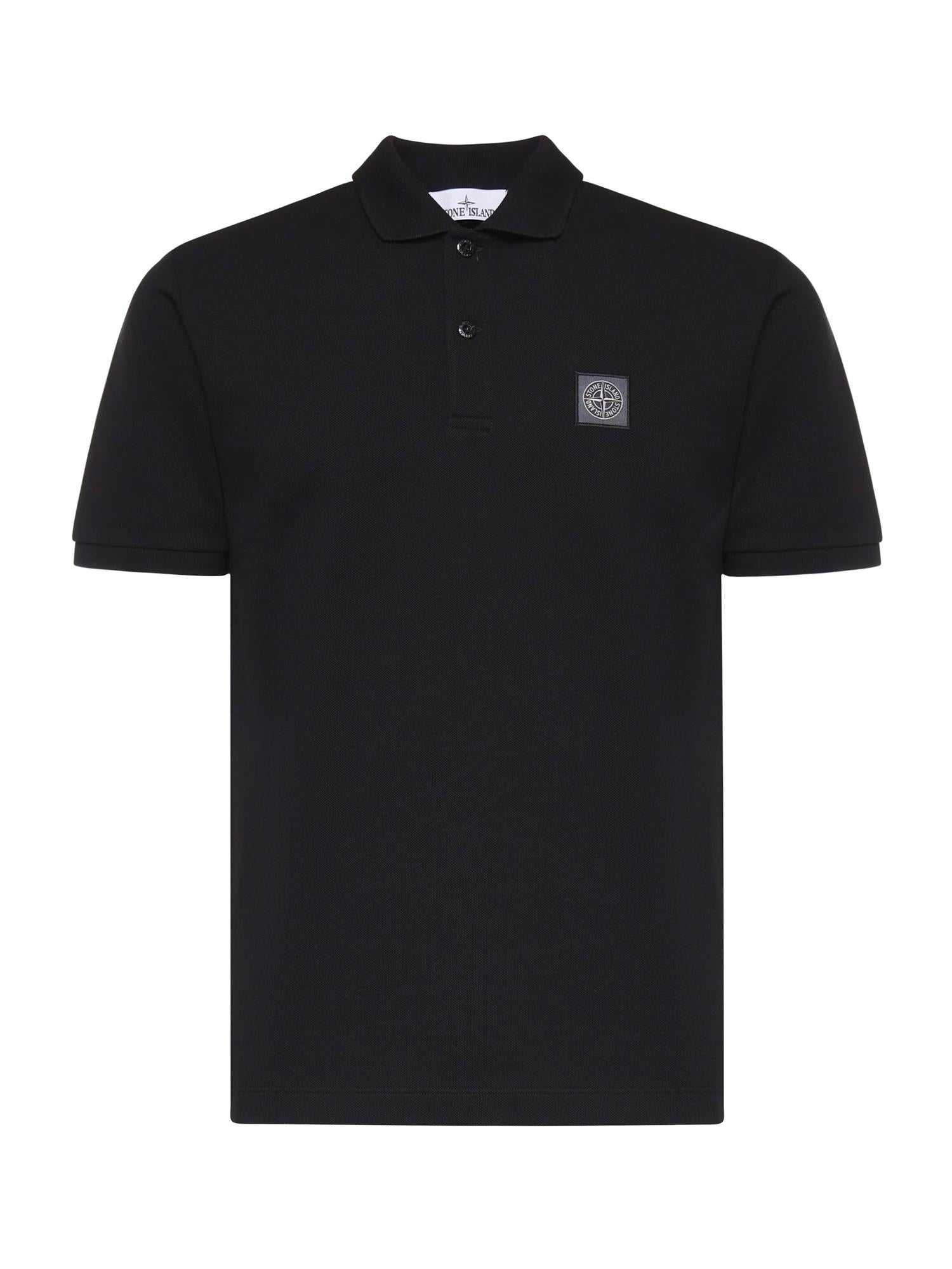 Polo in piqué di cotone con patch Compass L1S152200011 S0039V0029 STONE ISLAND 