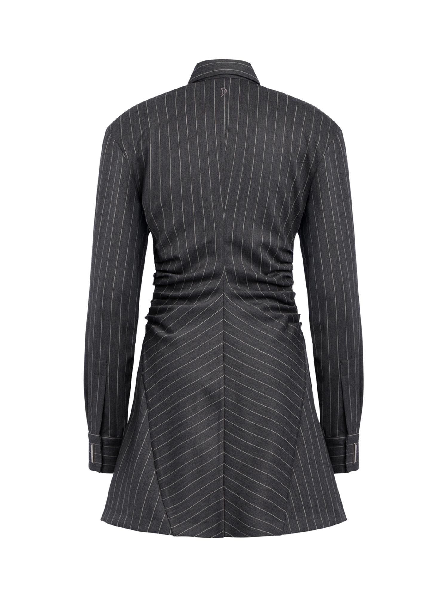 Miniabito chemisier in fresco di lana gessato DA569 ES0080D903 DONDUP 