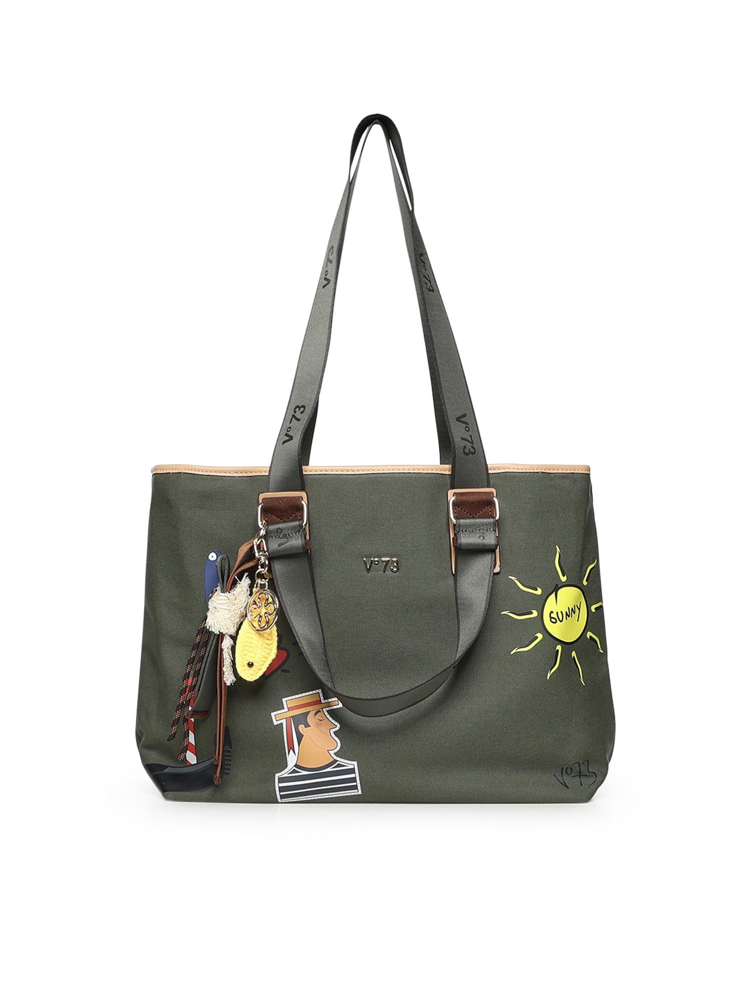 Borsa shopping Tita con logo 73BS9TZ01C TITAVERDE/NATURALE V° 73 