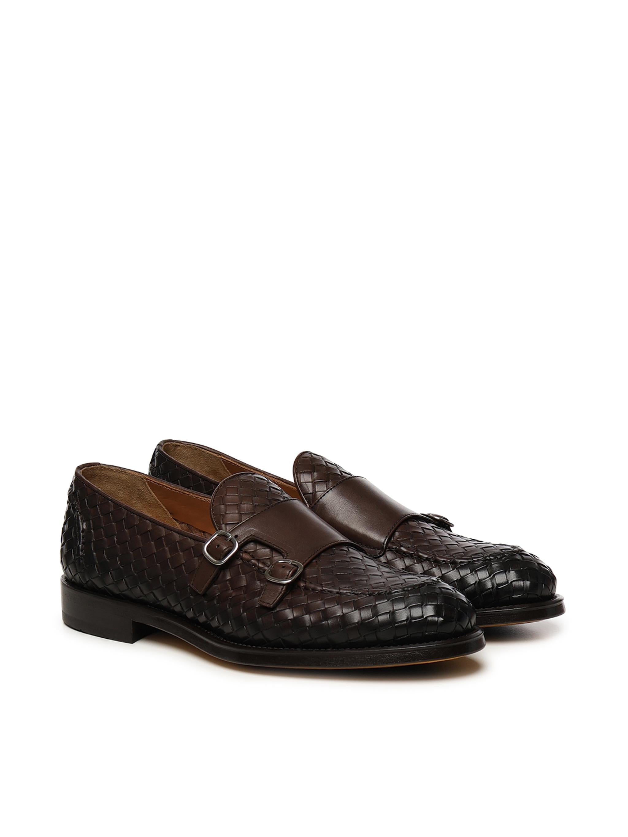 Mocassino doppia fibbia in pelle intrecciata DU3412ORVNUY195 TM00 DOUCAL'S 