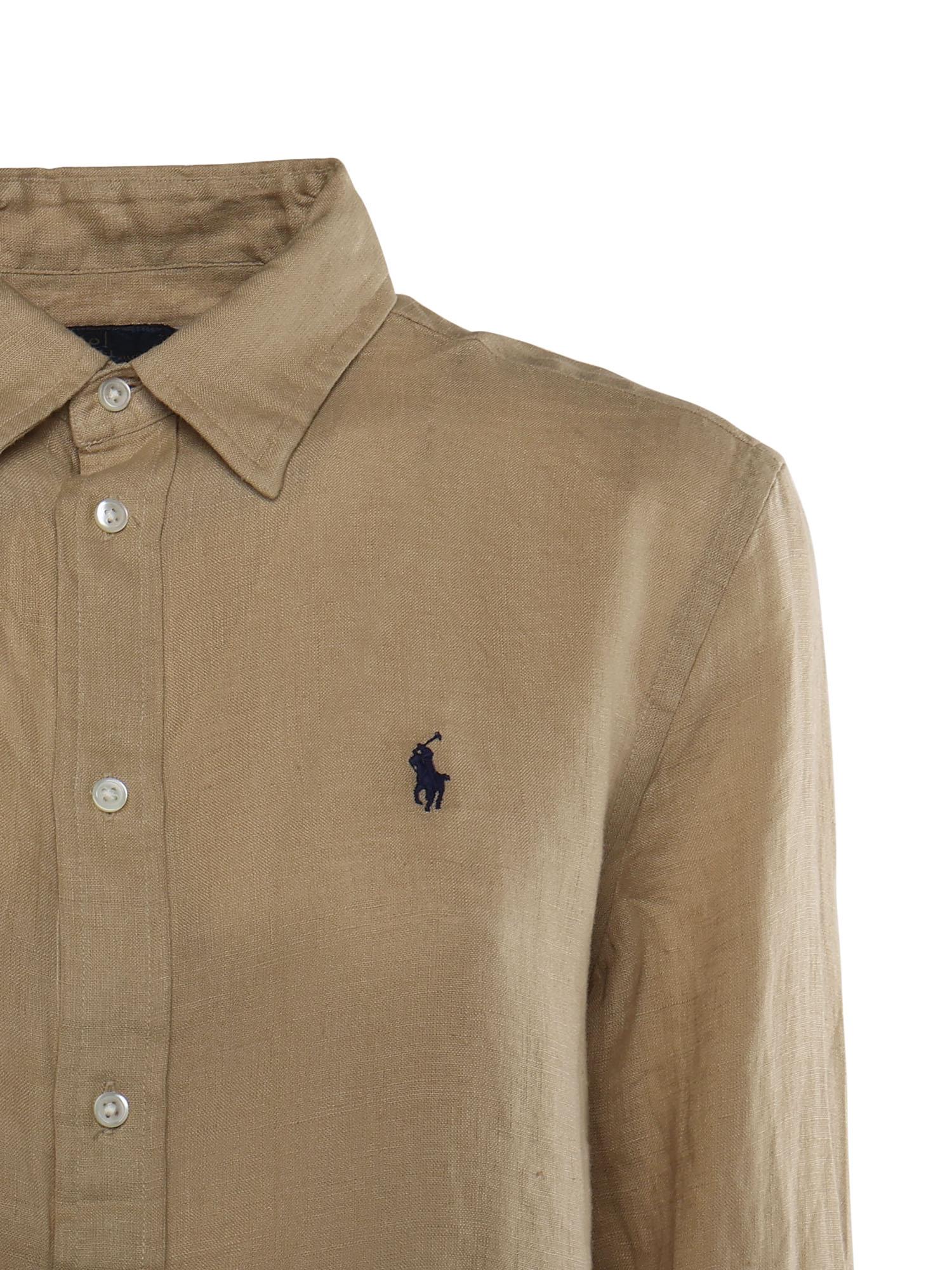 Camicia in lino con logo 211970730 506 POLO RALPH LAUREN 