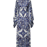 Abito lungo in charmeuse stampa maiolica F69D5T HPABOHA3TN DOLCE & GABBANA 
