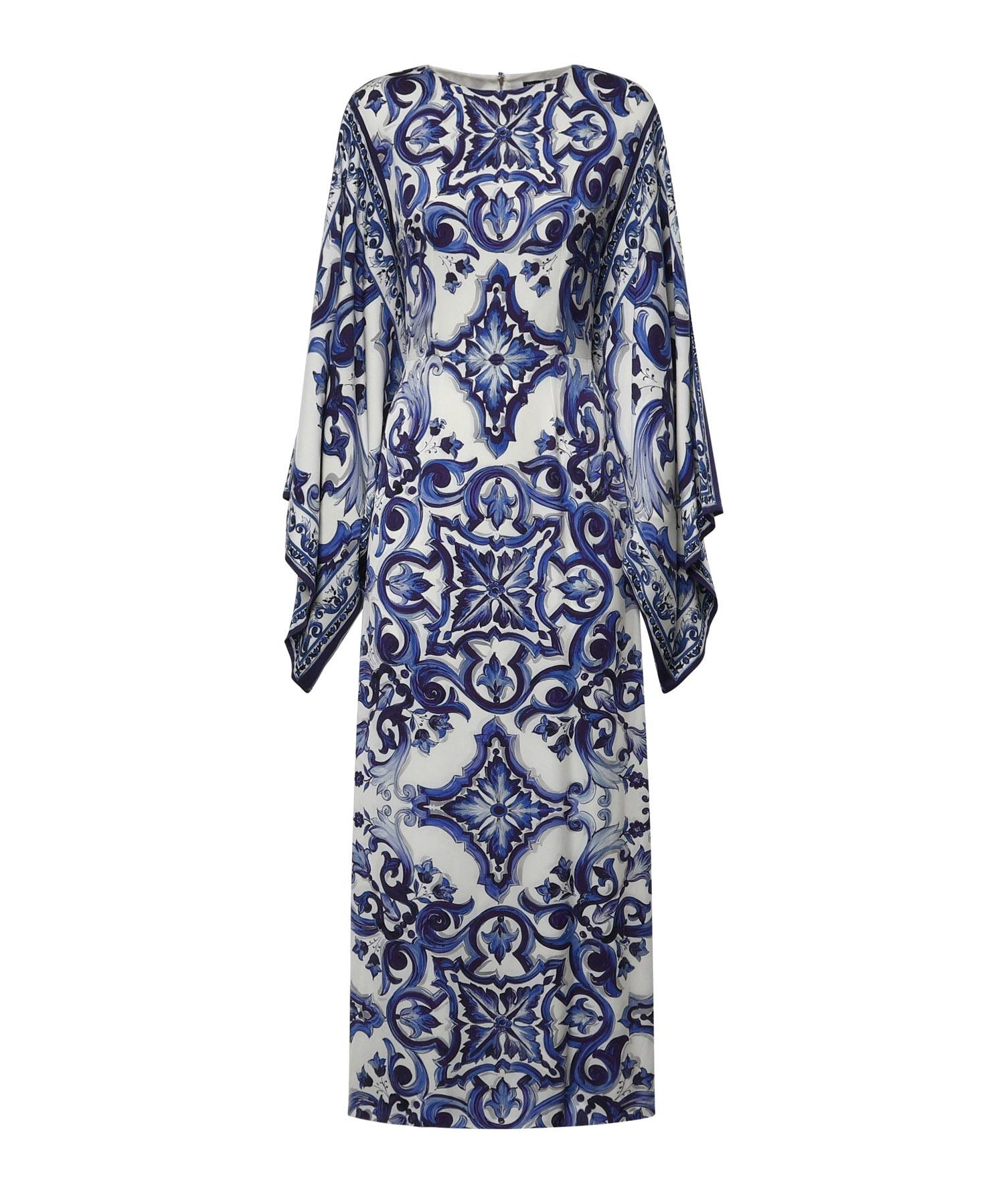 Abito lungo in charmeuse stampa maiolica F69D5T HPABOHA3TN DOLCE & GABBANA 