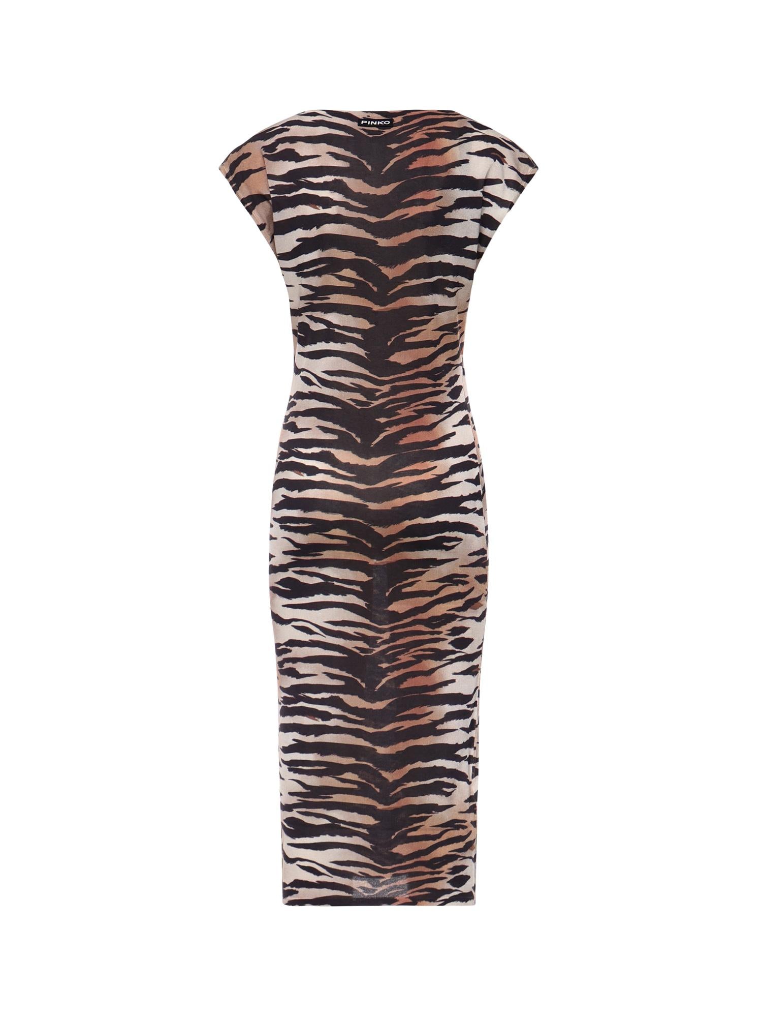 Abito midi a tubino con stampa animalier 106371 A356ZC8 PINKO 