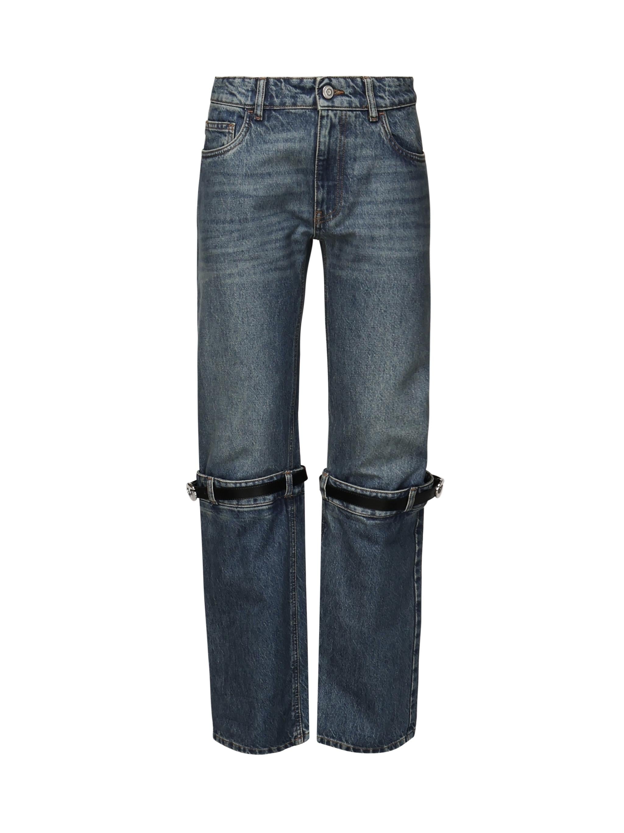Jeans dritti con fibbia in pelle COPP32F2014 BLU COPERNI 