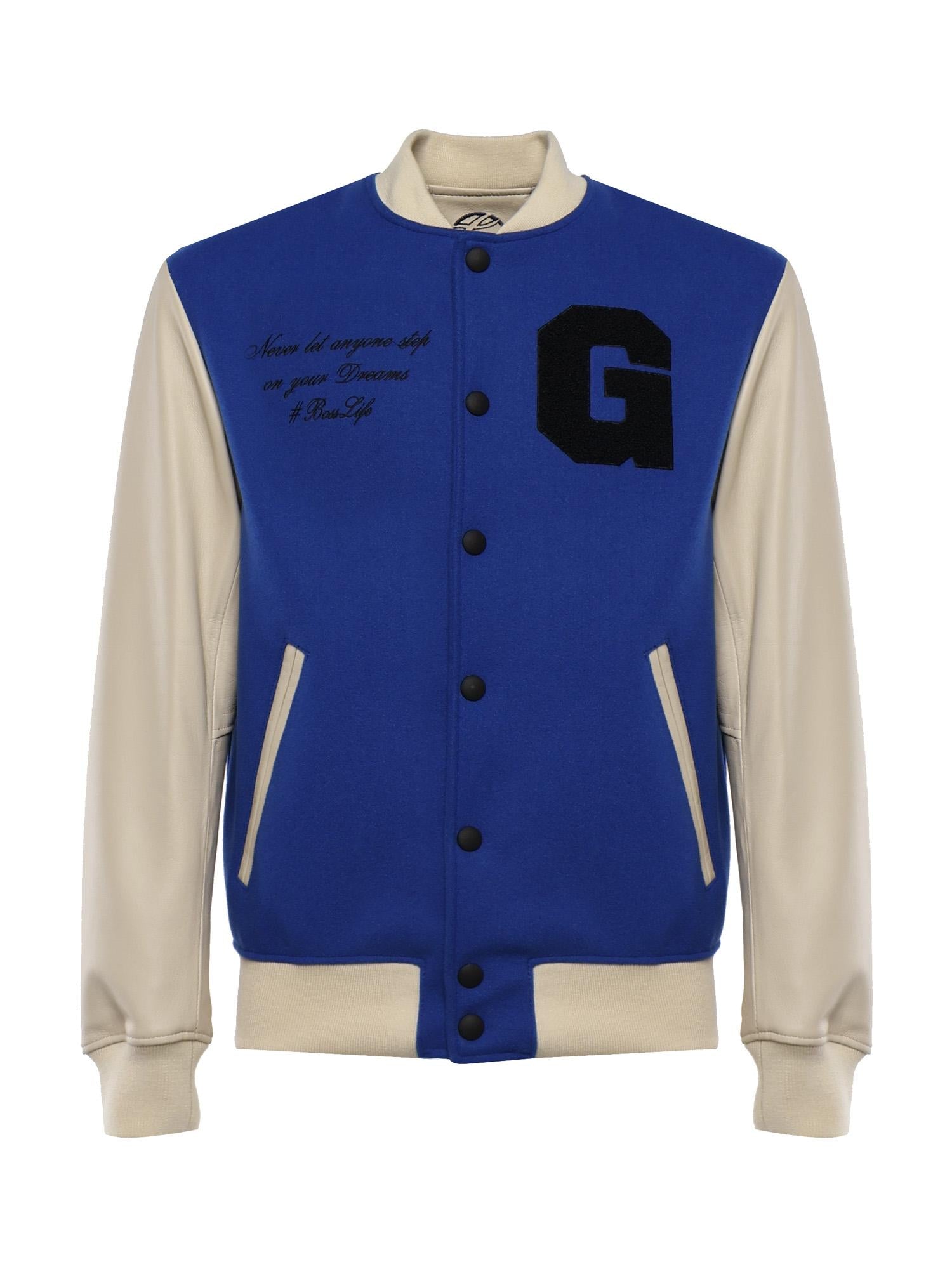 Bomber Varsity in nappa e tessuto VARSITY NAPPABLU GIULIANO GALIANO 