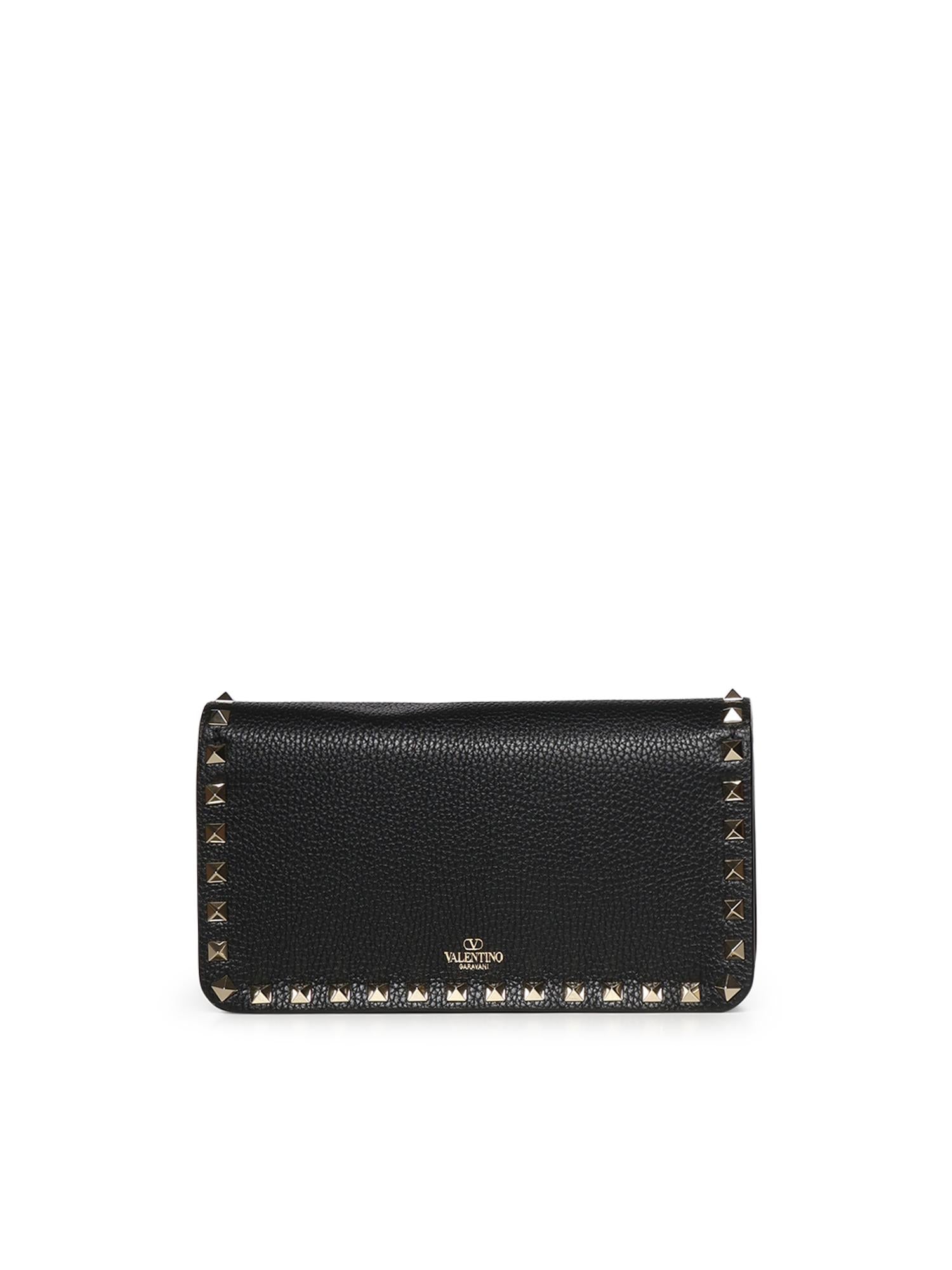 Portafoglio con catena Rockstud in vitello granato 7W2P0S61 VSH0NO VALENTINO GARAVANI 