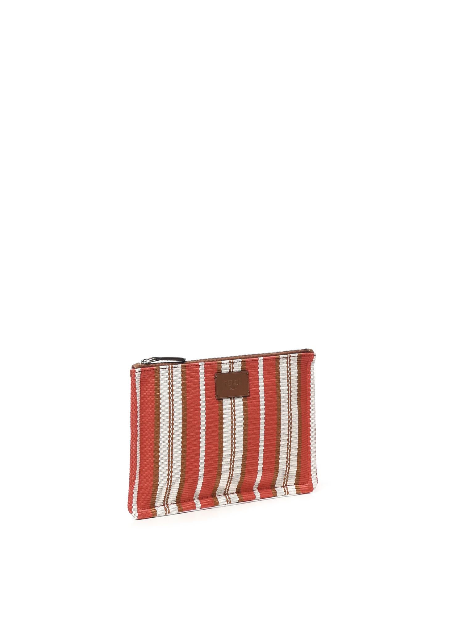 Pochette piatta a righe signature media 7N0159 AUGXF1SCQ FENDI 