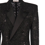 Giacca smoking in pizzo guipure 802140 Y9I521000 SAINT LAURENT 