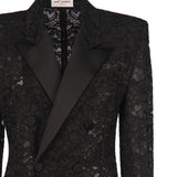 Giacca smoking in pizzo guipure 802140 Y9I521000 SAINT LAURENT 