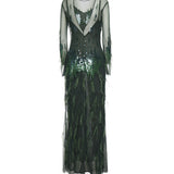 Abito con paillettes e piume 105579 A2SYAS0 PINKO 