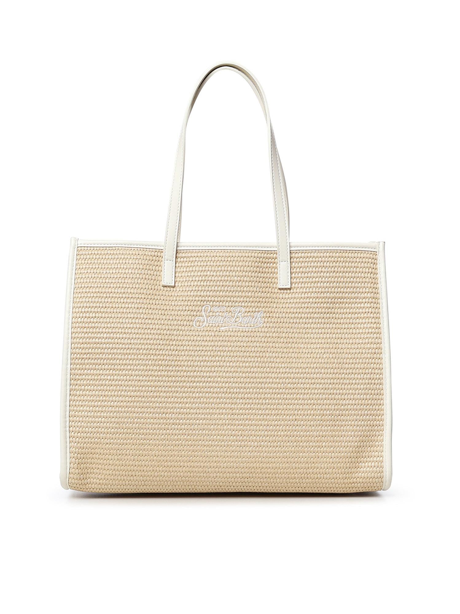 Borsa Vivian Mid Straw effetto raffia con logo VIV0007 00200L MC2 SAINT BARTH 