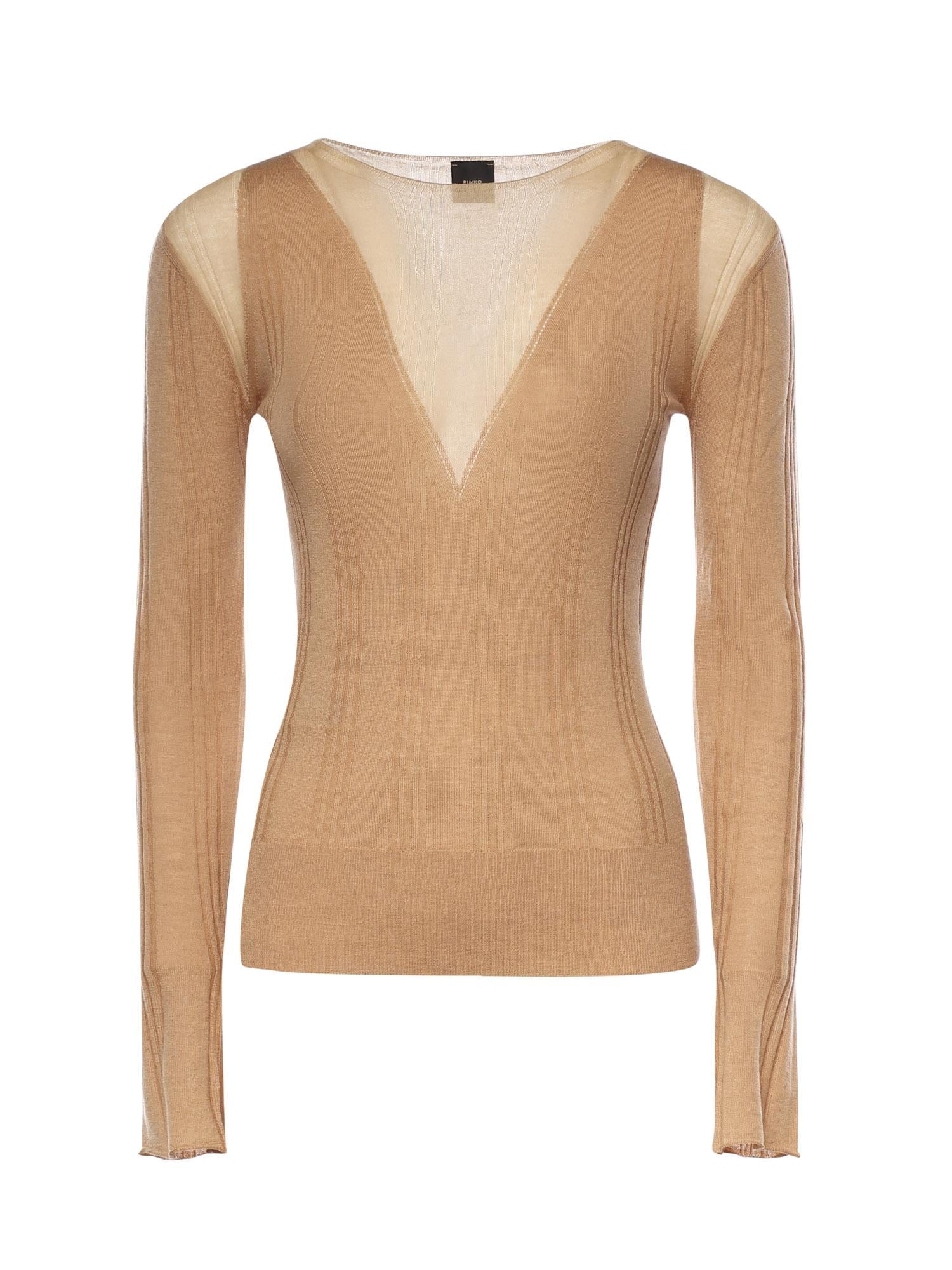 Maglia a coste con trasparenze 106317 A34BC83 PINKO 