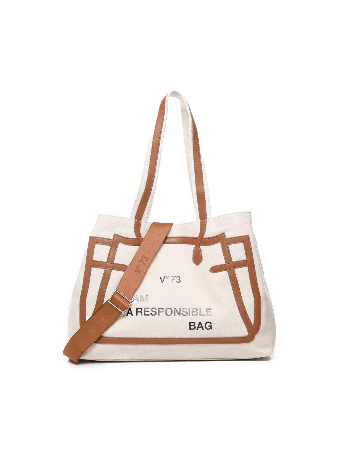 Borsa tote I am responsible 73BS7UH01 RESPONSIBILITY MUSTNATURALE/CUOIO V° 73 