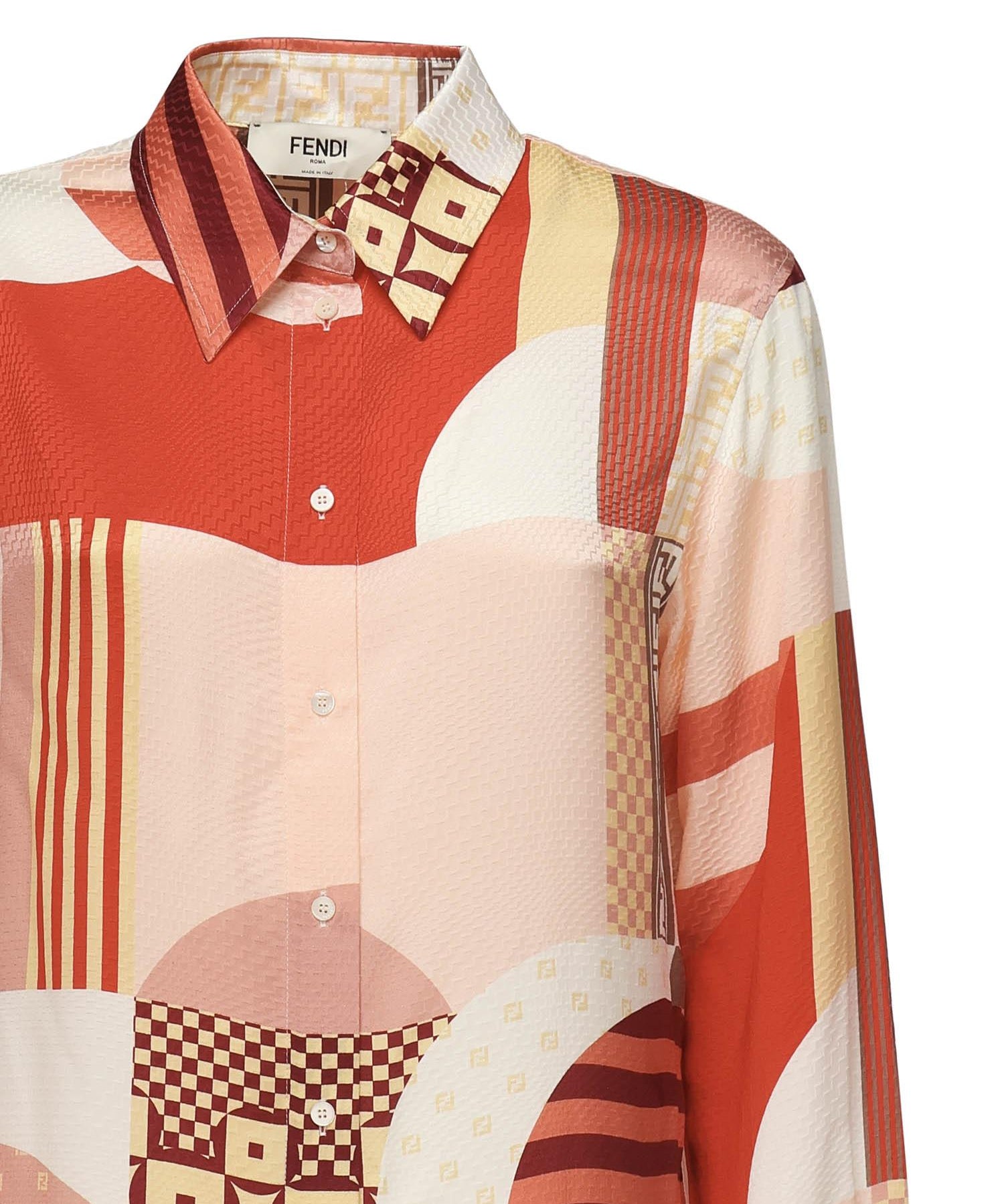 Camicia in seta con stampa patchwork FS8274 AUQMF1SAW FENDI 