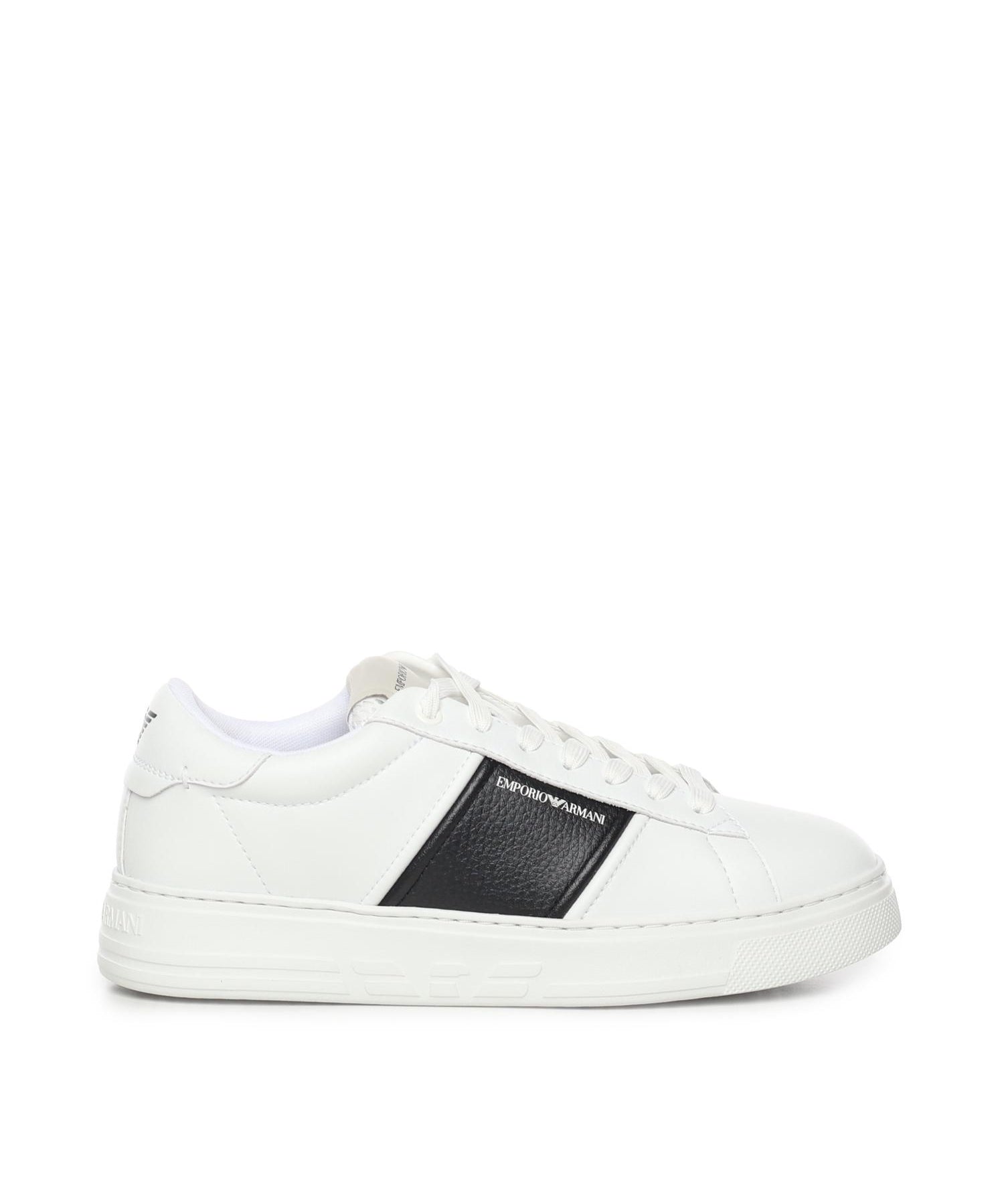 Sneaker in pelle con banda a contrasto EM003701 AF18017MZ021 EMPORIO ARMANI 