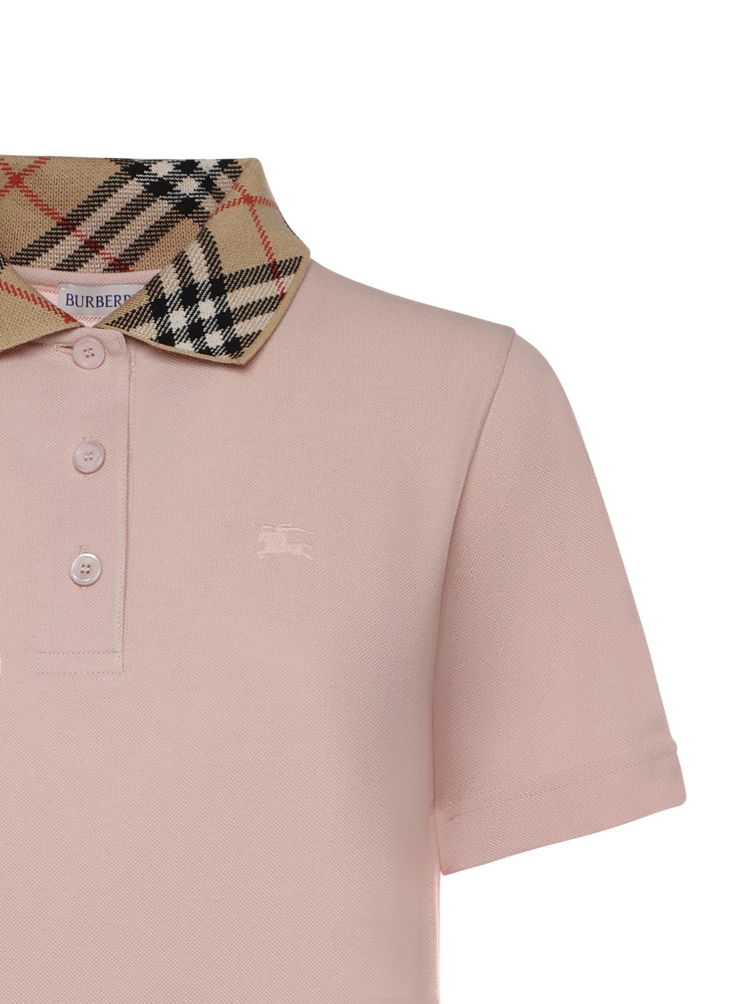 Abito stile polo in cotone con collo Check 8118956 C5901 BURBERRY 