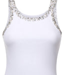 Top a costine con ricami gioiello 104109 A2TMZ04 PINKO 