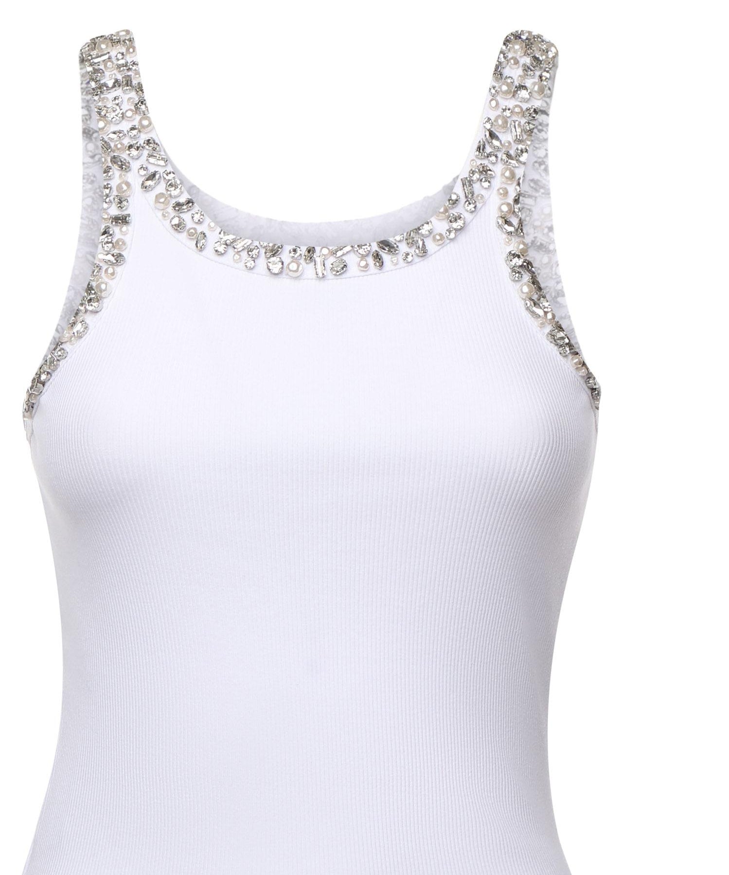 Top a costine con ricami gioiello 104109 A2TMZ04 PINKO 