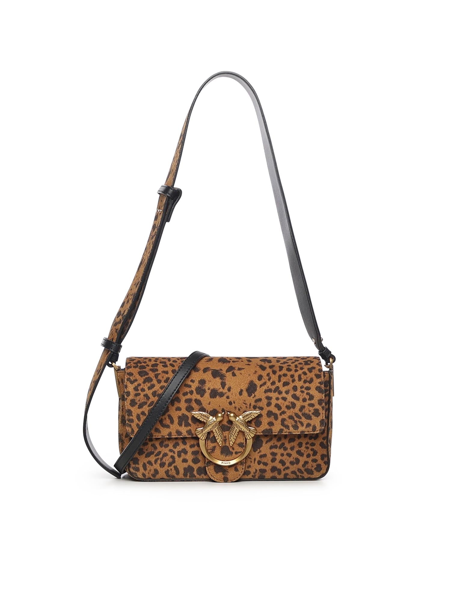 Borsa a spalla "Love One Slouchy" in suede leopardato 106244 A32AM35Q PINKO 