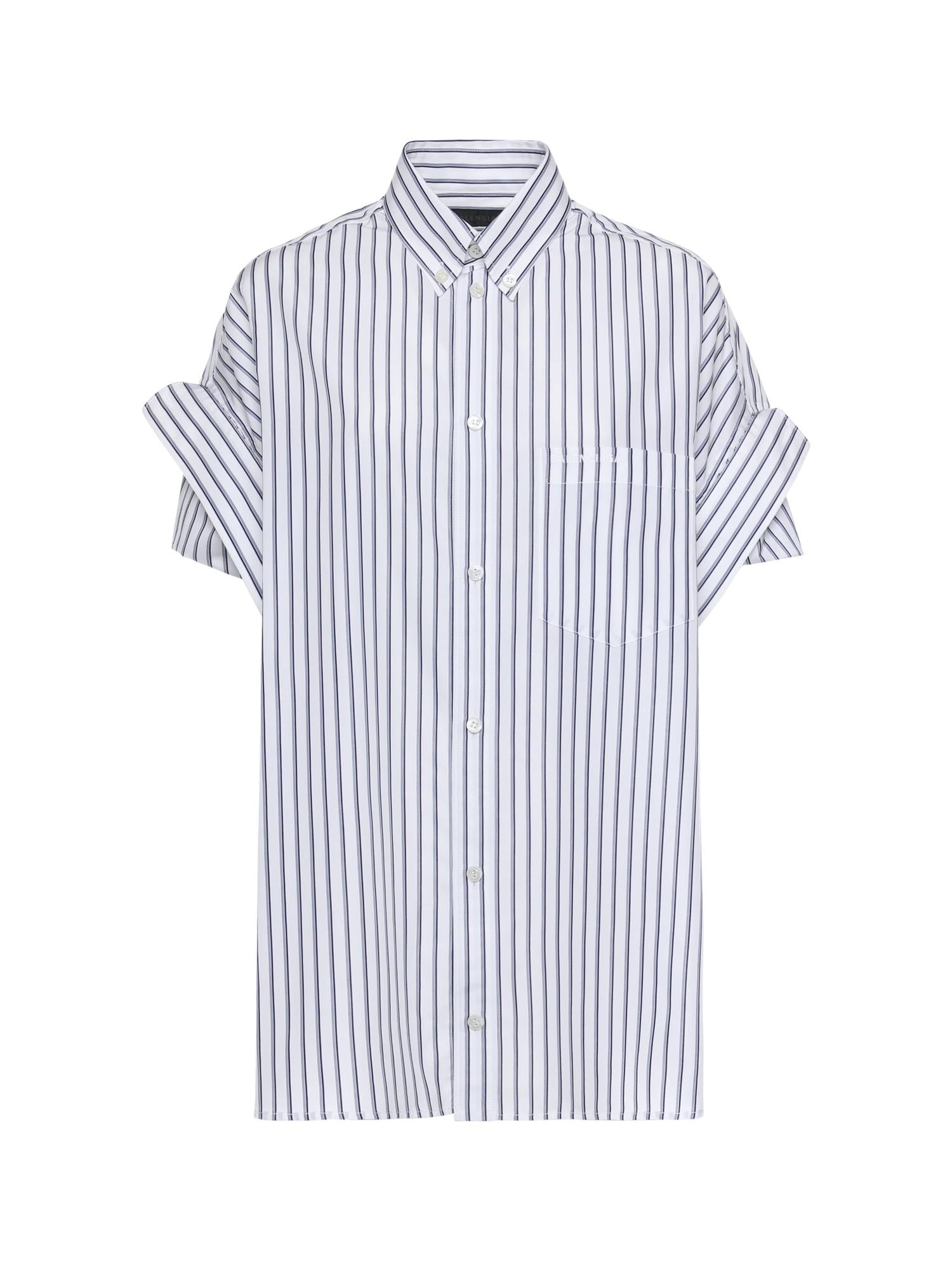Camicia con maniche con risvolto in popeline a righe 857833 TTM339086 BALENCIAGA 