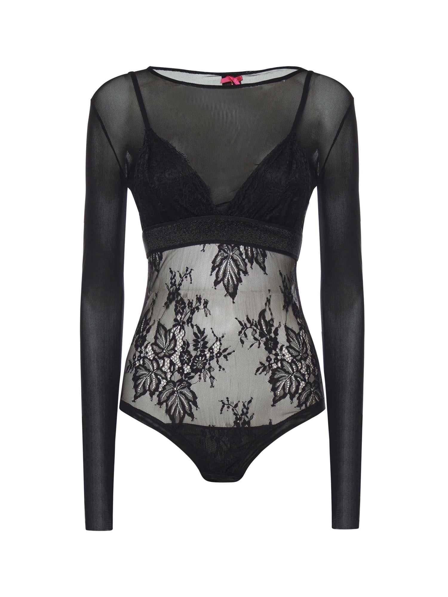 Maglia body in tulle e pizzo 106272 A33EZ99 PINKO 