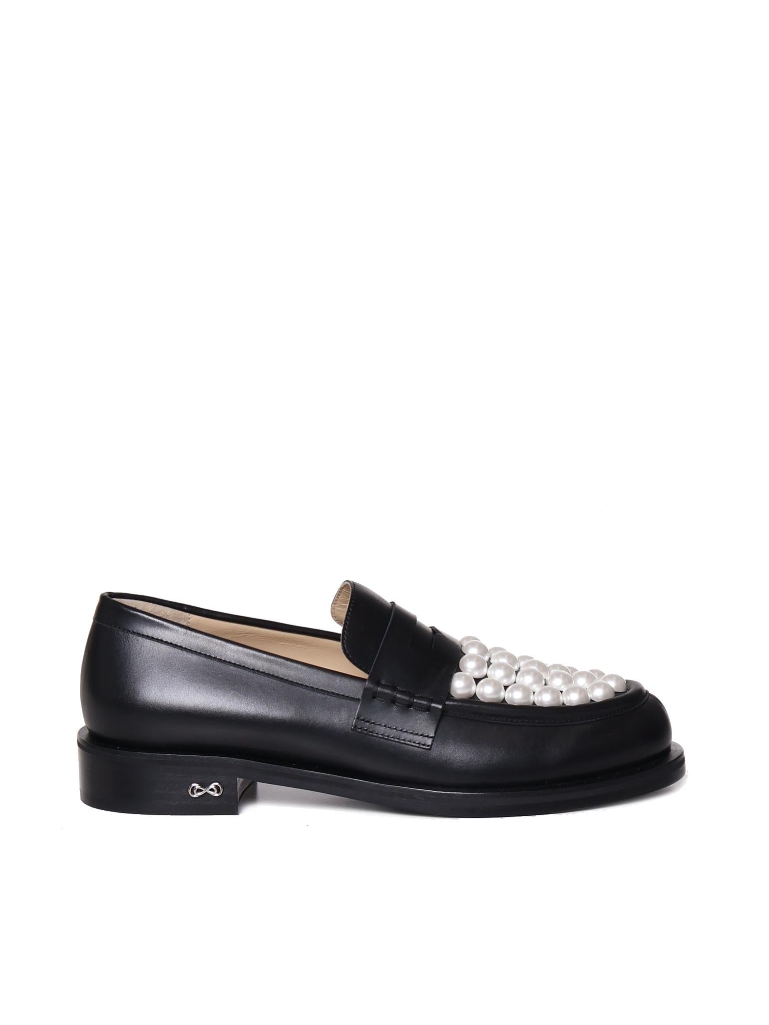 Mocassini in pelle di vitello con perle S0776 30CLFB02 MACH & MACH 