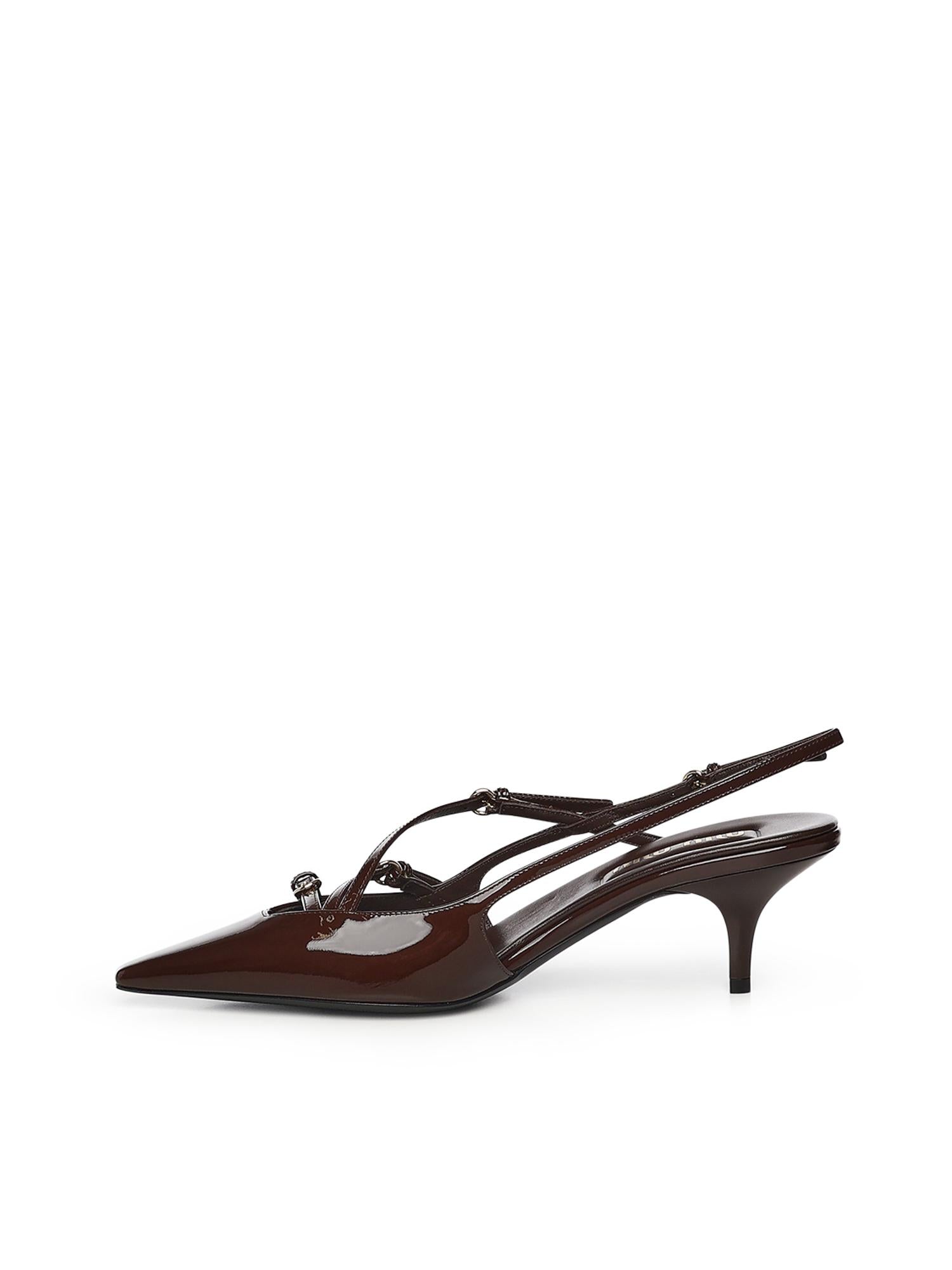 Décolleté slingback in pelle con fibbie 5I013E 069F0324 MIU MIU 