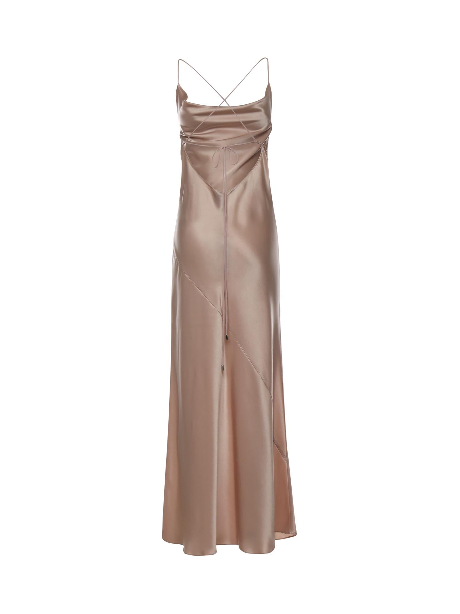 Abito slipdress lungo in satin 106587 A1Y5Q35 PINKO 