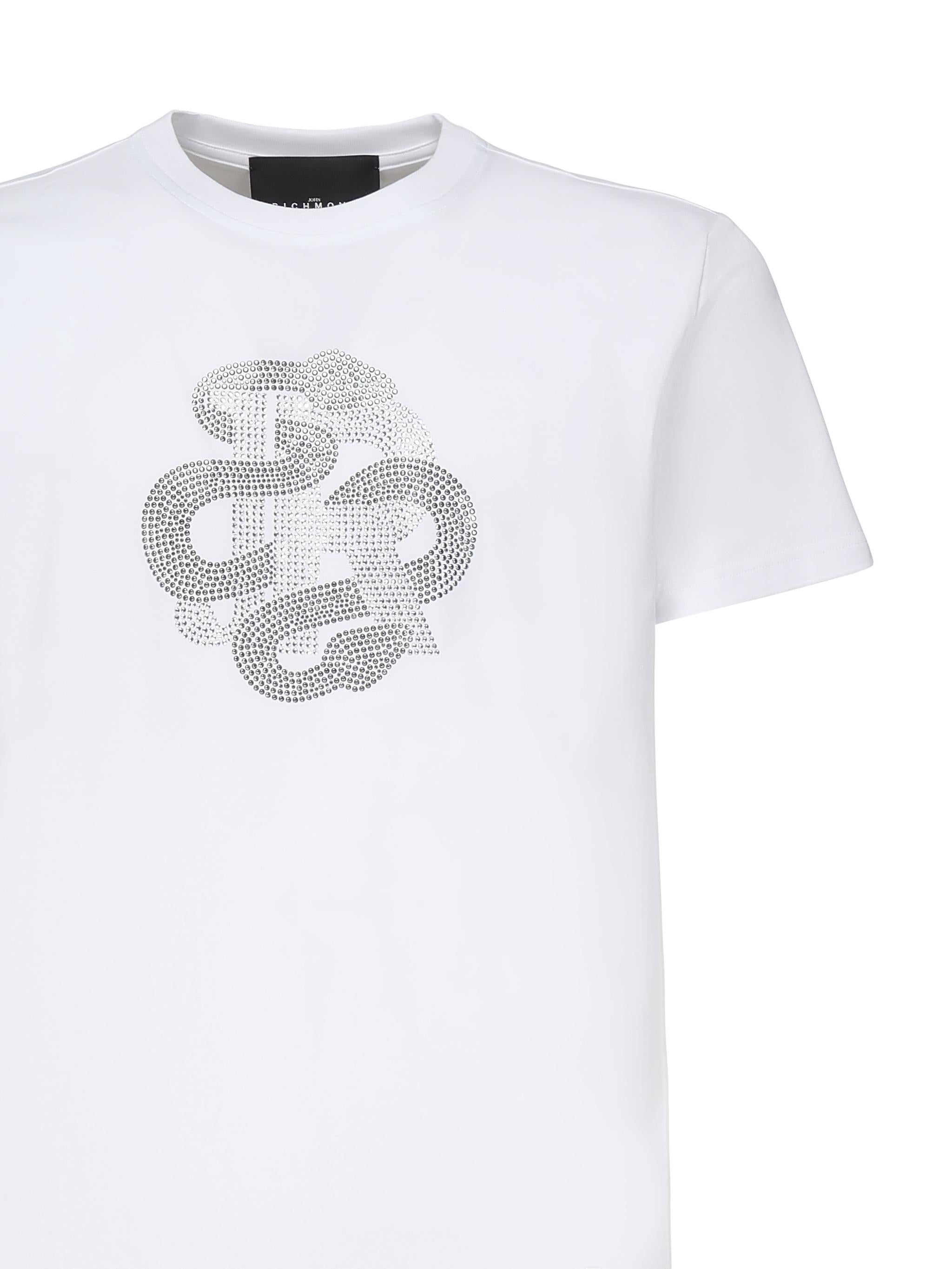 T-shirt con logo strass RMP25481TS WHITE JOHN RICHMOND 