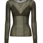 Maglia semitrasparente a costine 102977 A1NDX18 PINKO 