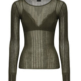 Maglia semitrasparente a costine 102977 A1NDX18 PINKO 
