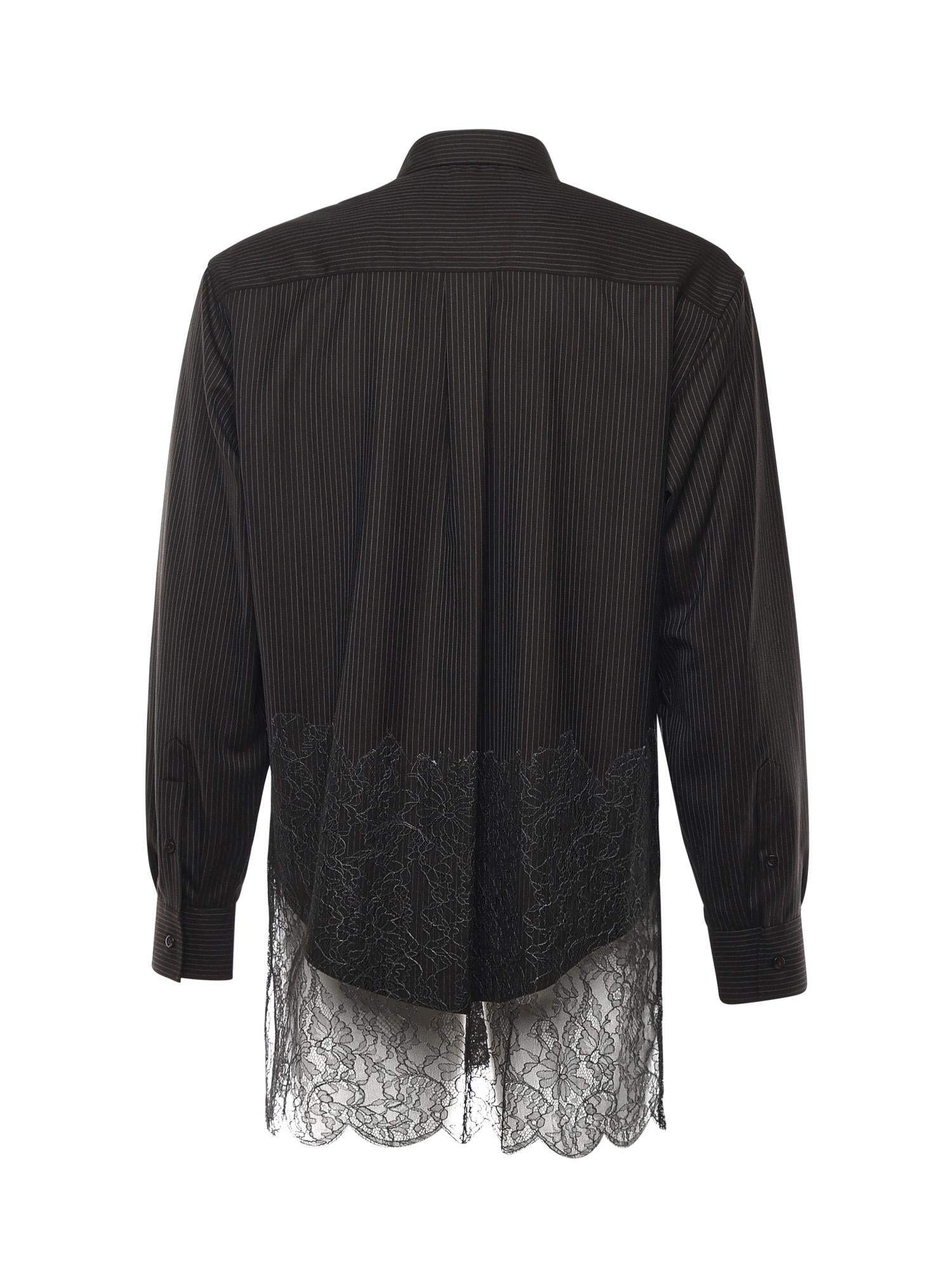 Camicia in lana gessata e pizzo FS1332 AVK1F0DHP FENDI 