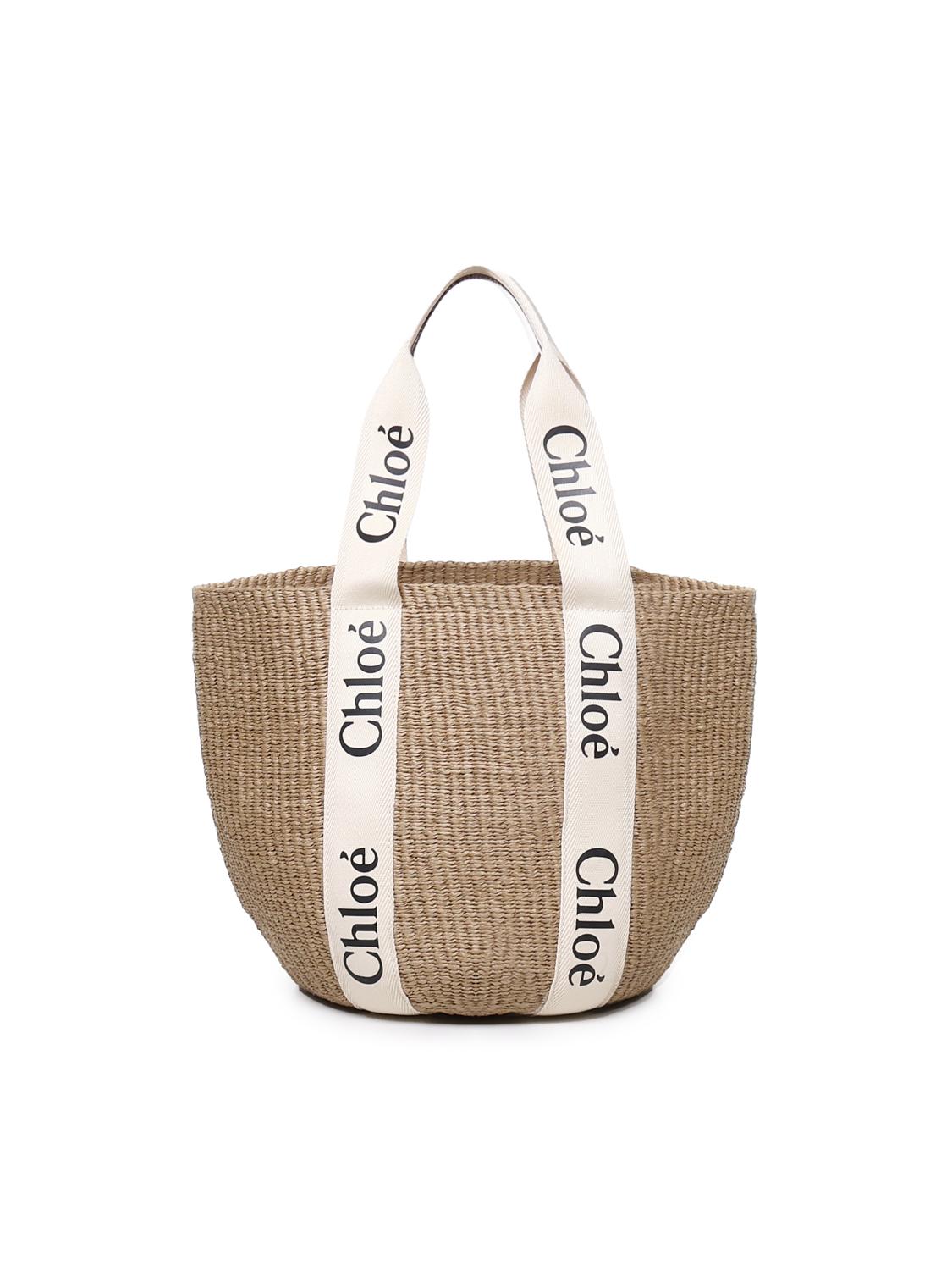 Borsa cesto Woody grande in fibre naturali CHC22SS380G55 101 CHLOÉ 