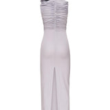 Abito midi arricciato con collo alto<BR/> 1205250000025 PURPLE MAGDA BUTRYM 