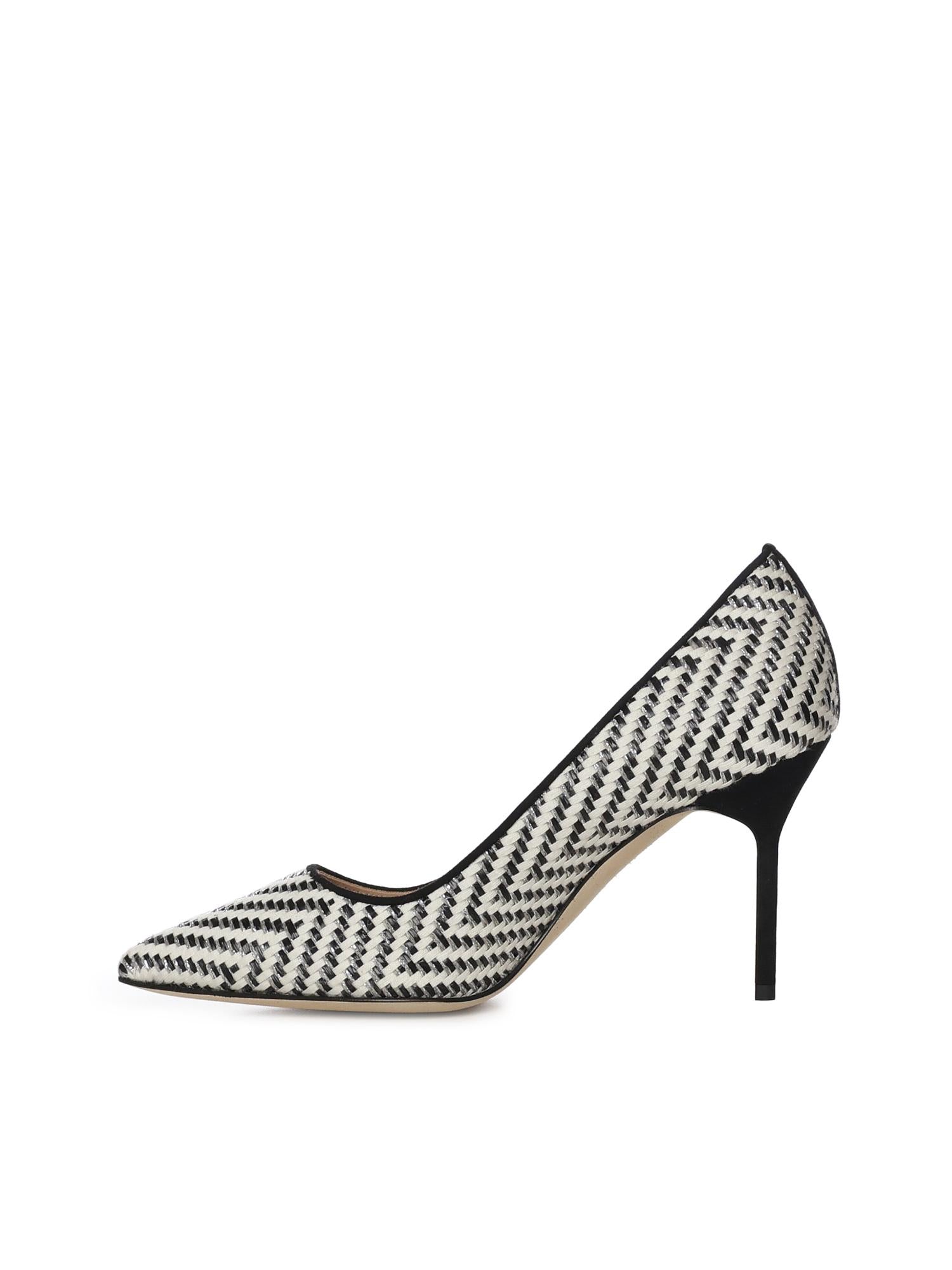 Pumps in rafia e pelle 1263124 978I MANOLO BLAHNIK 