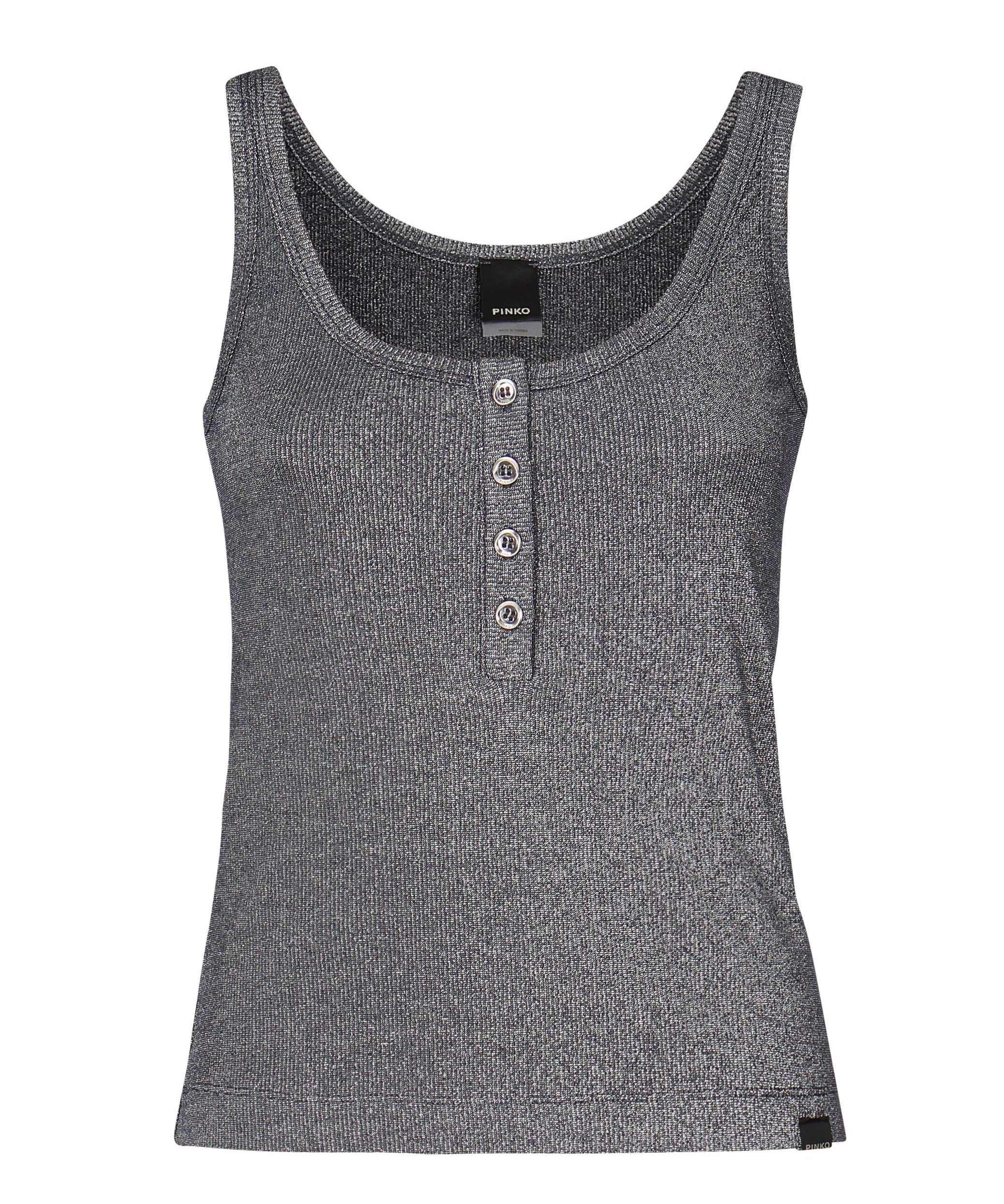 Top a canotta in maglia metallizzata con bottoni 104649 A2CQEI2 PINKO 