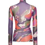 Top in tulle con stampa Orchidee 5UJM16 5U839017 PUCCI 