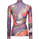 Top in tulle con stampa Orchidee 5UJM16 5U839017 PUCCI 